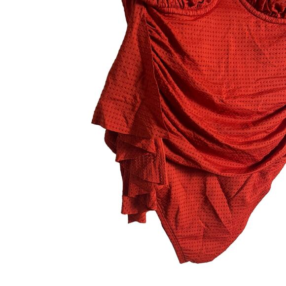 Rhode for Target Embossed Dot Ruffle Red One Piece Swimsuit Size XL - Picture 6 of 13